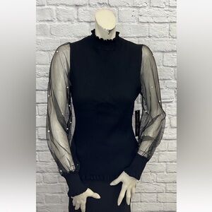 ALMOST FAMOUS DRESSY BLACK SWEATER WITH SHEER SLEEVES SIZE 1X